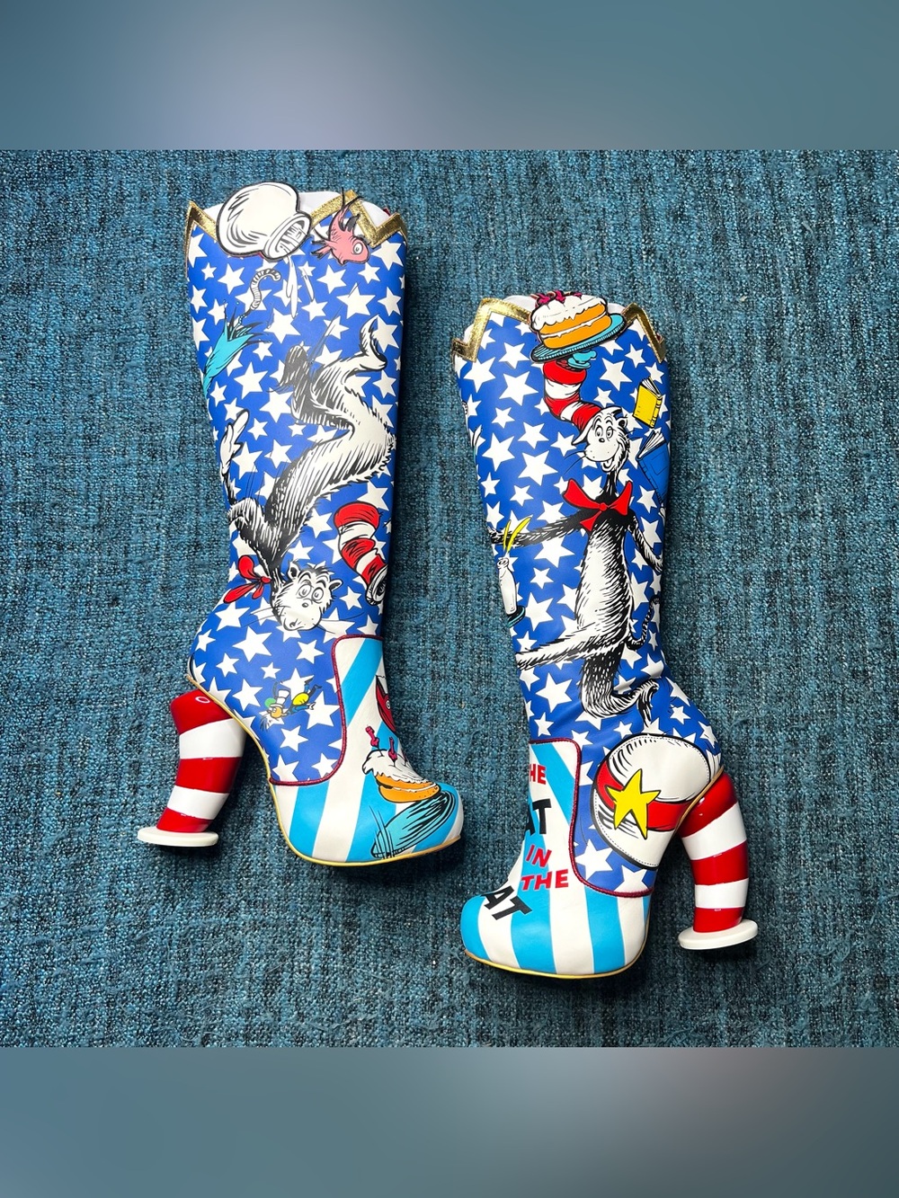 Irregular Choice x Dr Seuss The Cat in the Hat Knee High Boots Womens 38 or US 7